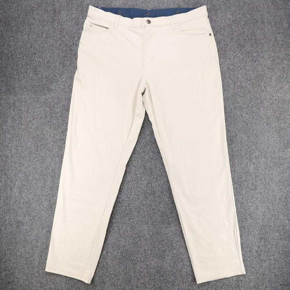 Adidas Golf Go-To 5 Pocket Pant Men 35x30 (35x29) Beige Tapered Fit Primegreen